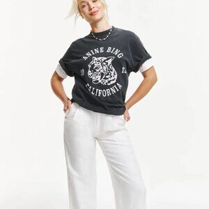 Anine Bing Leopard Collegiate Logo Tee
